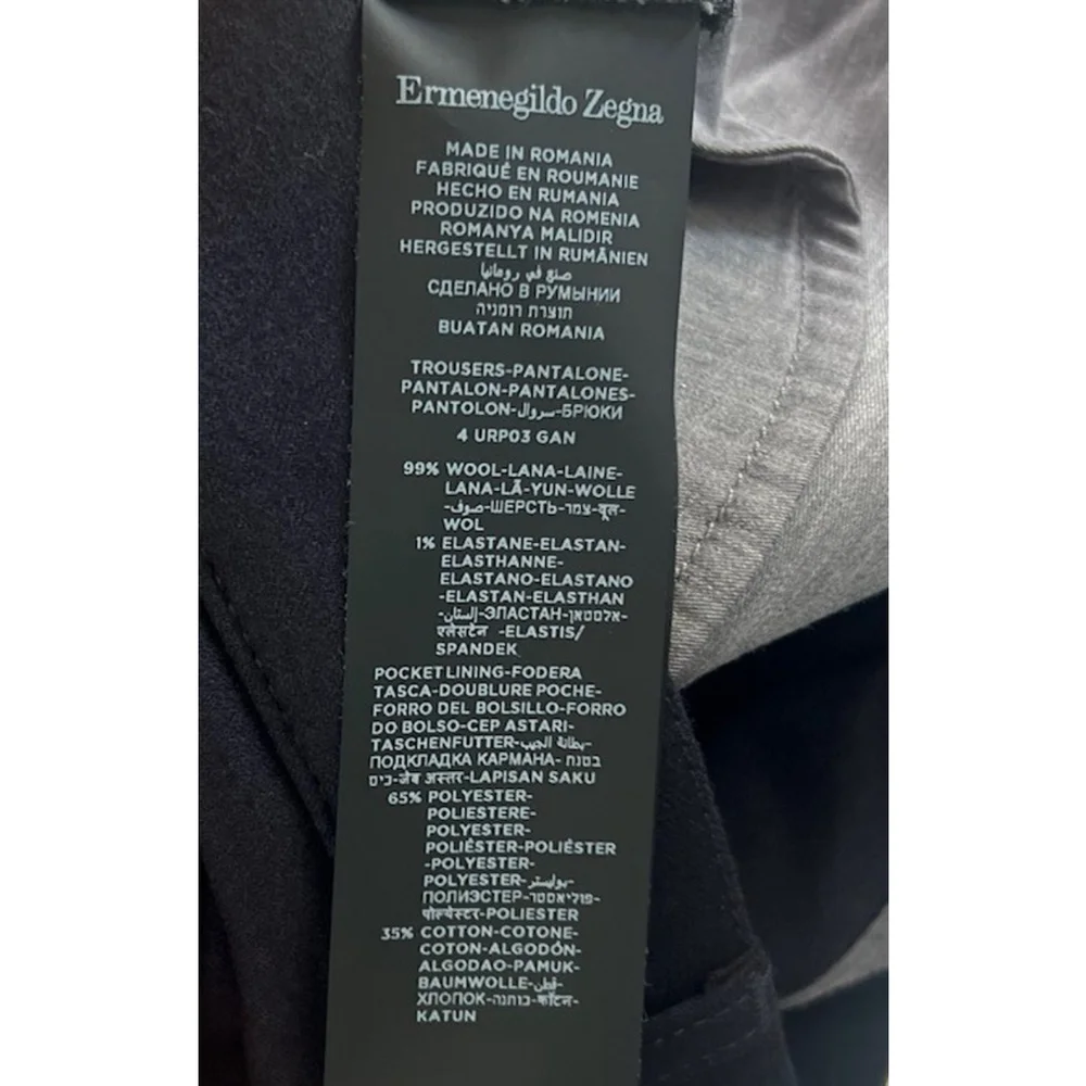 NWT Ermenegildo Zegna Black Wool Casual Trousers Pants Men’s Size US 40 Luxury